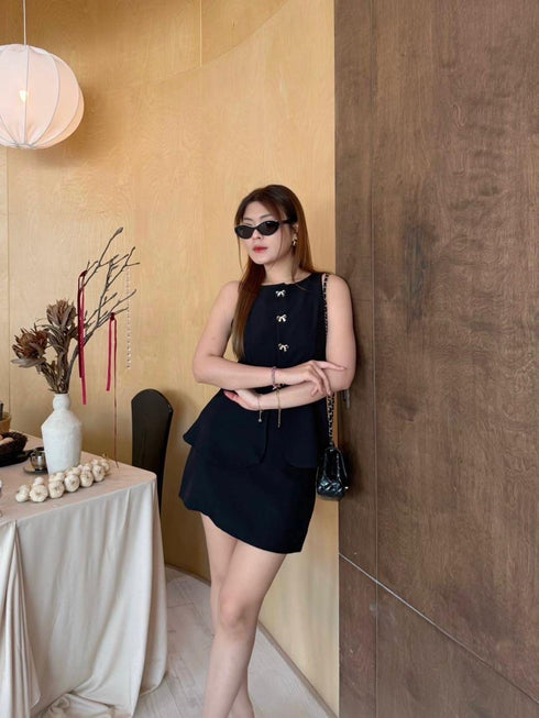 Summer Sleeveless Blouse With Mini Skort Sets